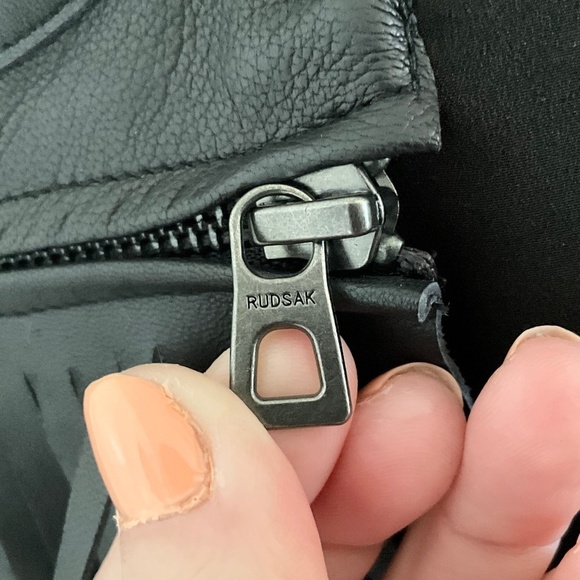 RUDSAK Leather Fringe Micro Dress Moto Biker Black Statement Sz M - Picture 5 of 16